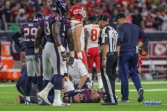 HOUSTON, TX - OCTOBER 08: Houston Texans defensive end J.J. Watt (99) lays on the ground injured during the game between the Houston Texans and Kansas City Chiefs on October 8, 2017, at NRG Stadium in Houston, TX. (Photo by George Walker/DFWsportsonline)