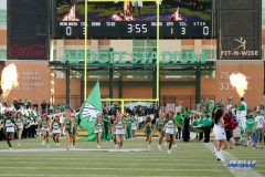 DENTON, TX - OCTOBER 14: North Texas takes the field during the game between the North Texas Mean Green and UTSA Roadrunners on October 14, 2017, at Apogee Stadium in Denton, Texas. (Photo by George Walker/DFWsportsonline)