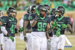 DENTON, TX - OCTOBER 14: North Texas Mean Green defensive end Tillman Johnson (90) reacts during the game between the North Texas Mean Green and UTSA Roadrunners on October 14, 2017, at Apogee Stadium in Denton, Texas. (Photo by George Walker/DFWsportsonline)