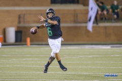 DENTON, TX - OCTOBER 14: North Texas Mean Green quarterback Mason Fine (6) looks to pass during the game between the North Texas Mean Green and UTSA Roadrunners on October 14, 2017, at Apogee Stadium in Denton, Texas. (Photo by George Walker/DFWsportsonline)