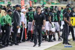 DENTON, TX - OCTOBER 14: North Texas Mean Green head coach Seth Littrell during the game between the North Texas Mean Green and UTSA Roadrunners on October 14, 2017, at Apogee Stadium in Denton, Texas. (Photo by George Walker/DFWsportsonline)