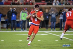 DALLAS, TX - OCTOBER 27: Southern Methodist Mustangs quarterback Ben Hicks (8) passes during the game between SMU and Tulsa on October 27, 2017, at Gerald J. Ford Stadium in Dallas, TX. (Photo by George Walker/Icon Sportswire)