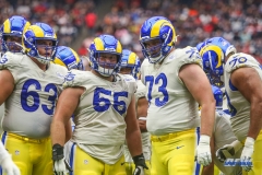 HOUSTON, TX - OCTOBER 31: Los Angeles Rams offensive line during the game between the Houston Texans and Los Angeles Rams on October 31, 2021 at NRG Stadium in Houston, TX. (Photo by George Walker/DFWsportsonline)