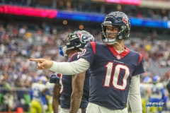 HOUSTON, TX - OCTOBER 31: Houston Texans quarterback Davis Mills (10) during the game between the Houston Texans and Los Angeles Rams on October 31, 2021 at NRG Stadium in Houston, TX. (Photo by George Walker/DFWsportsonline)