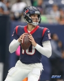HOUSTON, TX - OCTOBER 31: Houston Texans quarterback Davis Mills (10) during the game between the Houston Texans and Los Angeles Rams on October 31, 2021 at NRG Stadium in Houston, TX. (Photo by George Walker/DFWsportsonline)