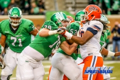 Denton, TX - November 11: North Texas Mean Green offensive lineman Riley Mayfield (79) during the game between the North Texas Mean Green and UTEP Miners (Photo by Mark Woods/DFWsportsonline)