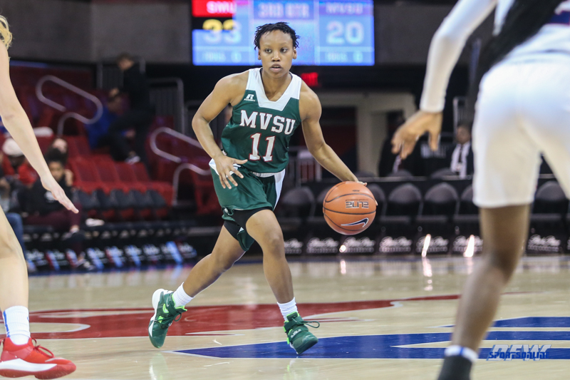 DALLAS, TX - NOVEMBER 12: Mississippi Valley State Devilettes guard Angelica Darcus (11) during the game between SMU and Mississippi Valley State on November 12, 2018 at Moody Coliseum in Dallas, TX. (Photo by George Walker/DFWsportsonline) DALLAS, TX - NOVEMBER 12: Mississippi Valley State Devilettes guard Angelica Darcus (11) during the game between SMU and Mississippi Valley State on November 12, 2018 at Moody Coliseum in Dallas, TX. (Photo by George Walker/DFWsportsonline)