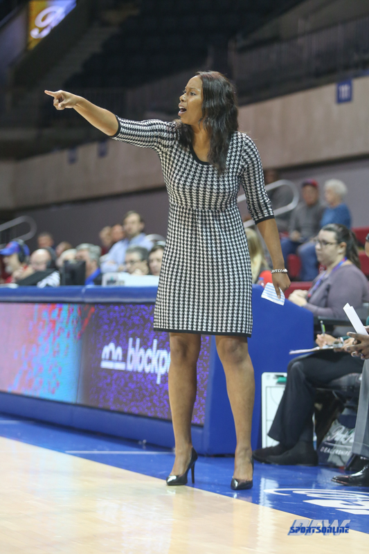 DALLAS, TX - NOVEMBER 12: Mississippi Valley State Devilettes head coach Ashley Walker-Johnson gives direction during the game between SMU and Mississippi Valley State on November 12, 2018 at Moody Coliseum in Dallas, TX. (Photo by George Walker/Icon Sportswire) DALLAS, TX - NOVEMBER 12: Mississippi Valley State Devilettes head coach Ashley Walker-Johnson gives direction during the game between SMU and Mississippi Valley State on November 12, 2018 at Moody Coliseum in Dallas, TX. (Photo by George Walker/Icon Sportswire)
