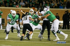 Denton, TX - November 18: North Texas offensive linemen Sosaia Mose (60), Elex Woodworth (77), and Jordan Murray (71) protect quarterback Mason Fine (6) during the game between the North Texas Mean Green and Army West Point Black Knights (Photo by Mark Woods/DFWsportsonline)