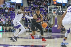 FORT WORTH, TX - DECEMBER 05: Southern Methodist Mustangs guard Jarrey Foster (10) drives to the basket during the game between SMU and TCU on December 5, 2017 at the Ed and Rae Schollmaier Arena in Fort Worth, TX. (Photo by George Walker/DFWsportsonline