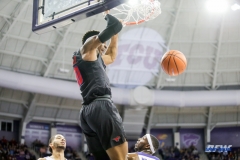 FORT WORTH, TX - DECEMBER 05: Southern Methodist Mustangs guard Jarrey Foster (10) dunks during the game between SMU and TCU on December 5, 2017 at the Ed and Rae Schollmaier Arena in Fort Worth, TX. (Photo by George Walker/DFWsportsonline