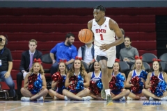 DALLAS, TX - DECEMBER 13: Southern Methodist Mustangs guard Shake Milton (1) brings the ball up court during the men's basketball game between SMU and New Orleans on December 13, 2017, at Moody Coliseum, in Dallas, TX. (Photo by George Walker/DFWsportsonline)