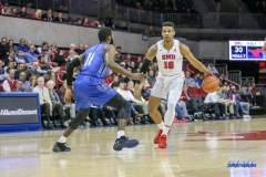 DALLAS, TX - DECEMBER 13: Southern Methodist Mustangs guard Jarrey Foster (10) dribbles during the men's basketball game between SMU and New Orleans on December 13, 2017, at Moody Coliseum, in Dallas, TX. (Photo by George Walker/DFWsportsonline)