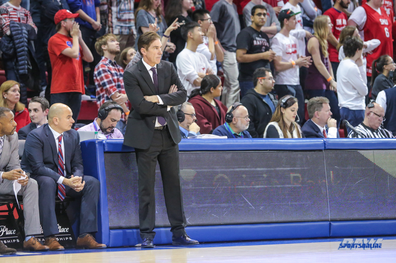 UNIVERSITY PARK, TX - DECEMBER 18: Southern Methodist Mustangs head coach Tim Jankovich looks on during the game between SMU and Boise State on December 18, 2017, at Moody Coliseum in Dallas, TX. (Photo by George Walker/DFWsportsonline)