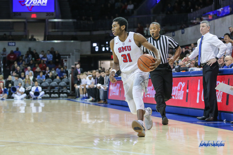 UNIVERSITY PARK, TX - DECEMBER 18: Southern Methodist Mustangs guard Jimmy Whitt (31) brings the ball up court during the game between SMU and Boise State on December 18, 2017, at Moody Coliseum in Dallas, TX. (Photo by George Walker/Icon Sportswire)