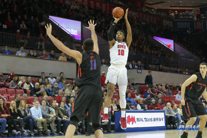 UNIVERSITY PARK, TX - DECEMBER 18: Southern Methodist Mustangs guard Jarrey Foster (10) shoots the ball during the game between SMU and Boise State on December 18, 2017, at Moody Coliseum in Dallas, TX. (Photo by George Walker/Icon Sportswire)