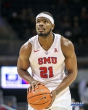 UNIVERSITY PARK, TX - DECEMBER 19: Southern Methodist Mustangs guard Ben Emelogu II (21) prepares to shoot a free throw during the game between SMU and Cal Poly State on December 19, 2017, at Moody Coliseum in Dallas, TX. (Photo by George Walker/DFWsportsonline)