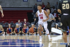 UNIVERSITY PARK, TX - DECEMBER 19: Southern Methodist Mustangs guard Jarrey Foster (10) brings the ball up court during the game between SMU and Cal Poly on December 19, 2017, at Moody Coliseum in Dallas, TX. (Photo by George Walker/Icon Sportswire)