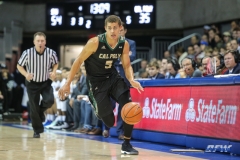 UNIVERSITY PARK, TX - DECEMBER 19: Cal Poly Mustangs forward Mark Crowe (5) brings the ball up court during the game between SMU and Cal Poly on December 19, 2017, at Moody Coliseum in Dallas, TX. (Photo by George Walker/Icon Sportswire)