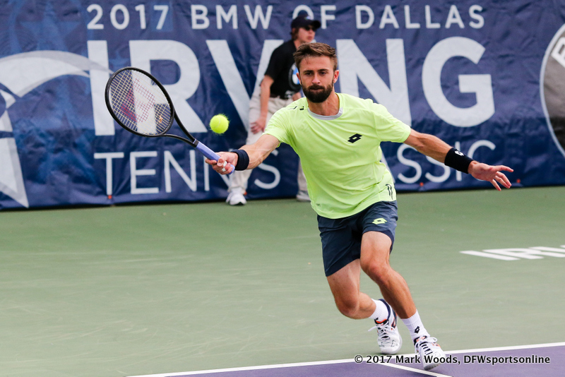 Tim Smyczek (USA) in his quarterfinal singles match match at the Irving Tennis Classic in Irving, TX