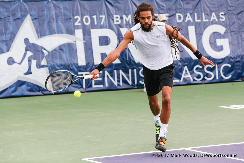 Dustin Brown (GER) in his quarterfinal singles match match at the Irving Tennis Classic in Irving, TX