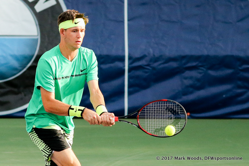 Jared Donaldson (USA) in his quarterfinal singles match match at the Irving Tennis Classic in Irving, TX