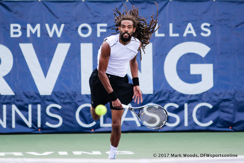 Dustin Brown (GER) in his semifinal singles match match at the Irving Tennis Classic in Irving, TX