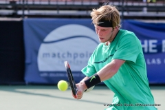 Qualifier Andrey Rublev (RUS) in his semifinal singles match match at the Irving Tennis Classic in Irving, TX