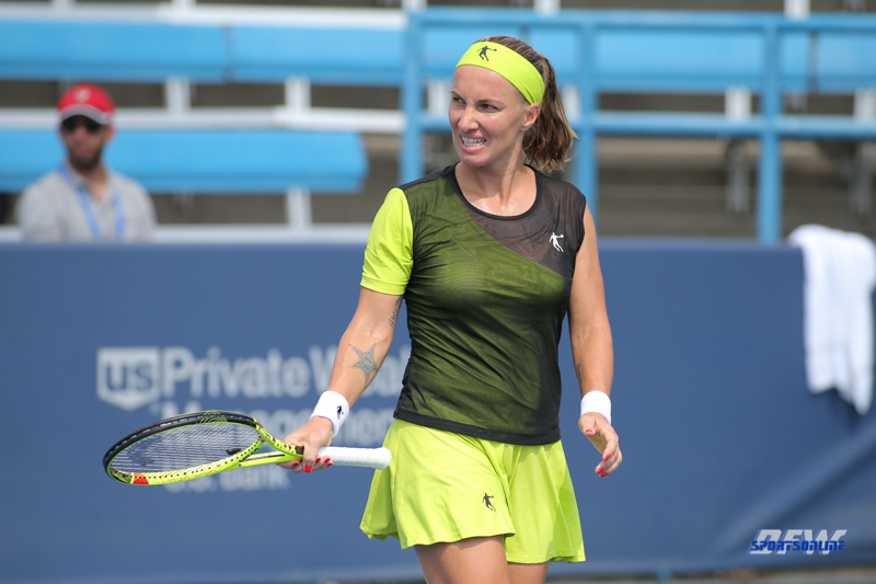 CINCINNATI, OH - AUGUST 16: Svetlana Kuznetsova (RUS) reacts to a point during the Western & Southern Open at the Lindner Family Tennis Center in Mason, Ohio on August 16, 2017.(Photo by George Walker/Icon Sportswire)