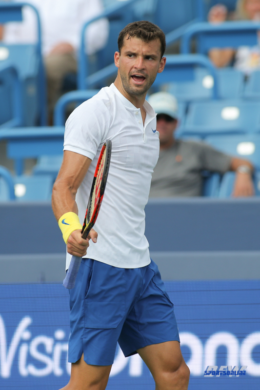 CINCINNATI, OH - AUGUST 16: Grigor Dimitrov (BUL) reacts to a point during the Western & Southern Open at the Lindner Family Tennis Center in Mason, Ohio on August 16, 2017.(Photo by George Walker/Icon Sportswire)