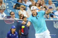 CINCINNATI, OH - John Isner (USA) hits a forehand during the Western & Southern Open at the Lindner Family Tennis Center in Mason, Ohio on August 13, 2017, (Photo by George Walker/DFWsportsonline