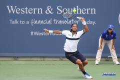 CINCINNATI, OH - AUGUST 14: Feliciano Lopez (ESP) hits a forehand during the Western & Southern Open at the Lindner Family Tennis Center in Mason, Ohio on August 14, 2017. (Photo by George Walker/Icon Sportswire)