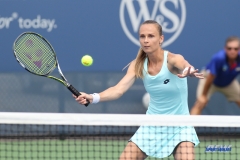 CINCINNATI, OH - AUGUST 14: Magdalena Rybarikova (SVK) hits a volley during the Western & Southern Open at the Lindner Family Tennis Center in Mason, Ohio on August 14, 2017. (Photo by George Walker/Icon Sportswire)