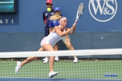 CINCINNATI, OH - AUGUST 14: Camila Giorgi (ITA) runs for a backhand during the Western & Southern Open at the Lindner Family Tennis Center in Mason, Ohio on August 14, 2017. (Photo by George Walker/Icon Sportswire)