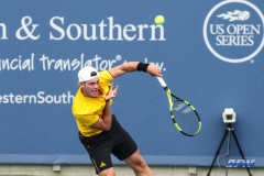 CINCINNATI, OH - AUGUST 14: Maximilian Marterer (GER) serves during the Western & Southern Open at the Lindner Family Tennis Center in Mason, Ohio on August 14, 2017. (Photo by George Walker/Icon Sportswire)