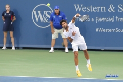 CINCINNATI, OH - AUGUST 14: Fernando Verdasco (ESP) serves during the Western & Southern Open at the Lindner Family Tennis Center in Mason, Ohio on August 14, 2017. (Photo by George Walker/Icon Sportswire)