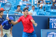 CINCINNATI, OH - AUGUST 15: Juan Martin Del Potro (ARG) hits a forehand during the Western & Southern Open at the Lindner Family Tennis Center in Mason, Ohio on August 14, 2017. (Photo by George Walker/Icon Sportswire)