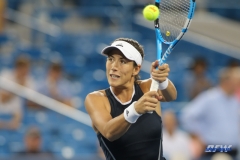 CINCINNATI, OH - AUGUST 15: Garbine Muguruza (ESP) hits a backhand during the Western & Southern Open at the Lindner Family Tennis Center in Mason, Ohio on August 15, 2017. (Photo by George Walker/Icon Sportswire)