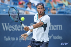 CINCINNATI, OH - AUGUST 16: Feliciano Lopez (ESP) hits a backhand during the Western & Southern Open at the Lindner Family Tennis Center in Mason, Ohio on August 16, 2017.(Photo by George Walker/Icon Sportswire)