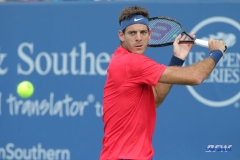CINCINNATI, OH - AUGUST 16: Juan Martin Del Potro (ARG) hits a backhand during the Western & Southern Open at the Lindner Family Tennis Center in Mason, Ohio on August 16, 2017.(Photo by George Walker/Icon Sportswire)