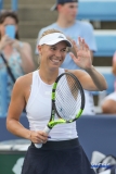CINCINNATI, OH - AUGUST 16: Caroline Wozniacki (DEN) waves to the crowd during the Western & Southern Open at the Lindner Family Tennis Center in Mason, Ohio on August 16, 2017.(Photo by George Walker/Icon Sportswire)