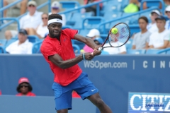 CINCINNATI, OH - AUGUST 16: Frances Tiafoe (USA) hits a backhand during the Western & Southern Open at the Lindner Family Tennis Center in Mason, Ohio on August 16, 2017.(Photo by George Walker/Icon Sportswire)
