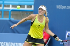 CINCINNATI, OH - AUGUST 16: Angelique Kerber (GER) hits a forehand during the Western & Southern Open at the Lindner Family Tennis Center in Mason, Ohio on August 16, 2017.(Photo by George Walker/Icon Sportswire)
