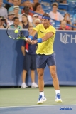 CINCINNATI, OH - AUGUST 16: Rafael Nadal (ESP) hits a backhand during the Western & Southern Open at the Lindner Family Tennis Center in Mason, Ohio on August 16, 2017.(Photo by George Walker/Icon Sportswire)