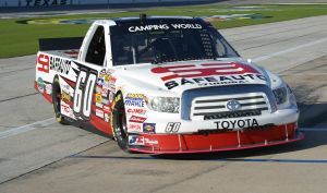 Stacy Compton practices for the NCWTS Winstar World Casino 350k at Texas Motor Speedway. Photo by George Walker.
