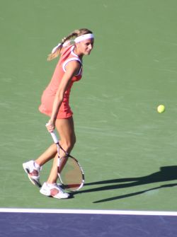 Gisela Dulko at the 2010 BNP Paribas Open at Indian Wells. Photo by George Walker