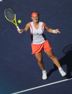 Top seeded Svetlana Kuznetsova loses in the 2nd Round at the BNP Paribas Open. Photo by George Walker.
