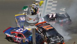 A four car accident on the frontstretch brought out the red flag for 20 minutes during the Toyota/Save Mart 350 at Infineon Raceway. Credit: Jed Jacobsohn/Getty Images
