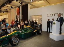 PHOTO BY Chris Jones Parnelli Jones speaks at the Lotus engine announcement.