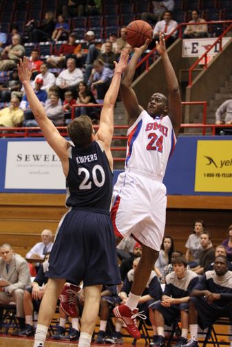 SMU's Robert Nyakundi scored 26 points against Rice at Moody Coliseum. Photo by George Walker